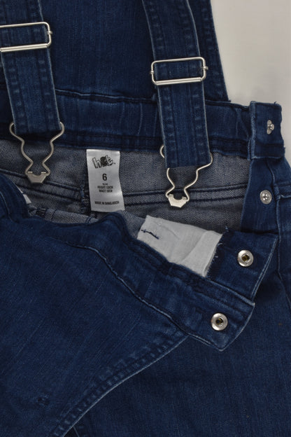 H&T Size 6 Stretchy Denim Overalls