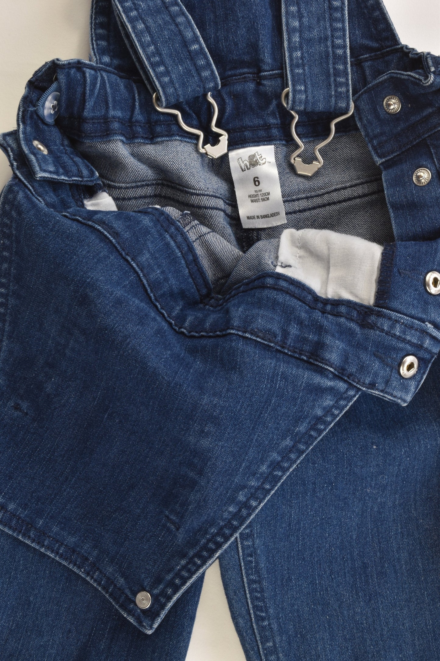 H&T Size 6 Stretchy Denim Overalls