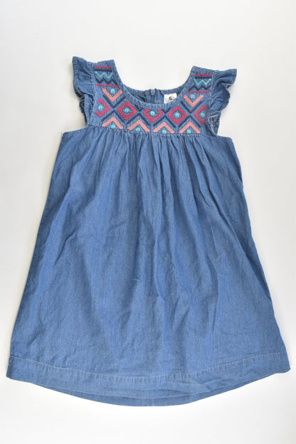 H&T Size 7 Lightweight Denim Dress with Embroidery