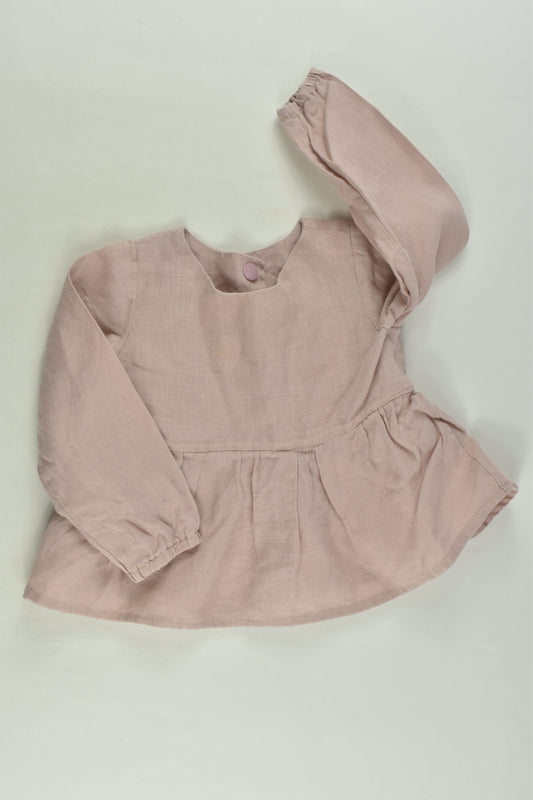 Handmade Size 0 Linen-feel Peplum Top