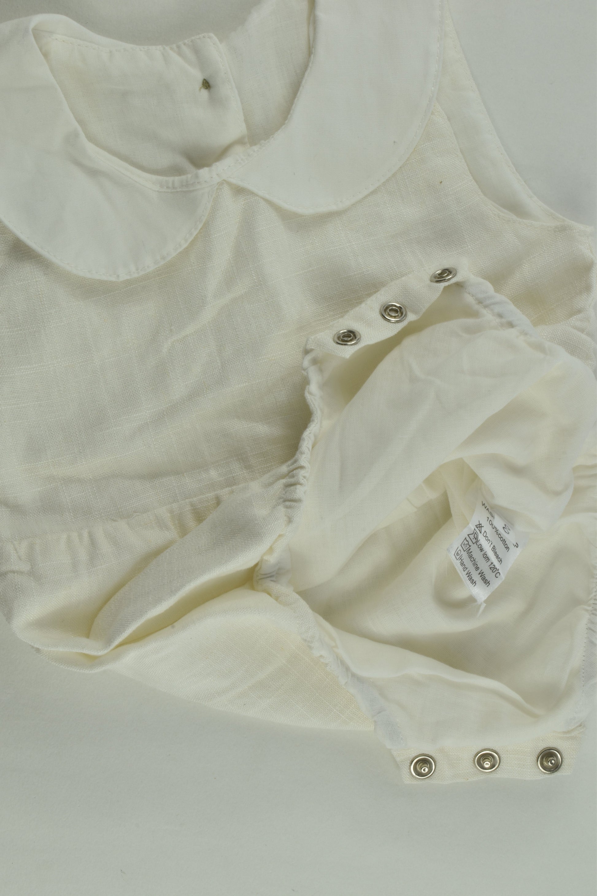 Handmade Size 00 Linen-feel Lined Romper