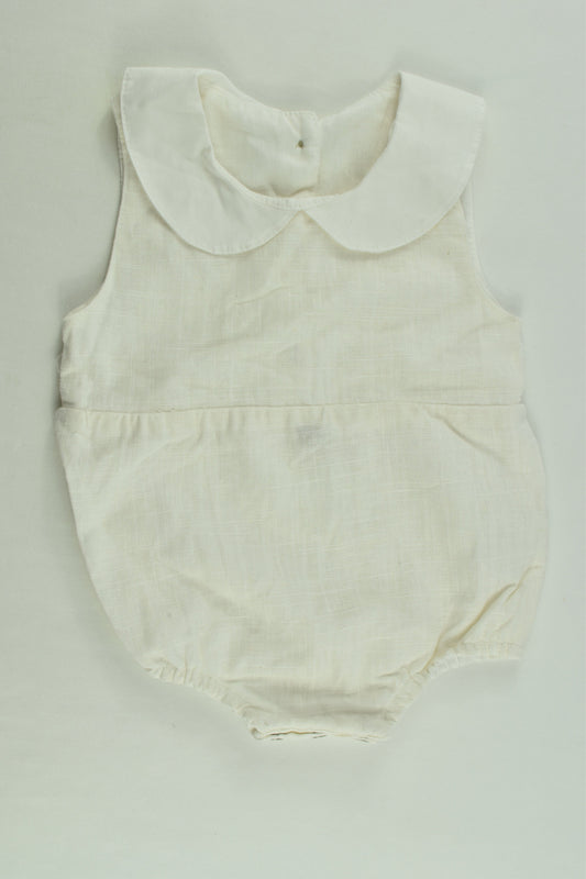 Handmade Size 00 Linen-feel Lined Romper