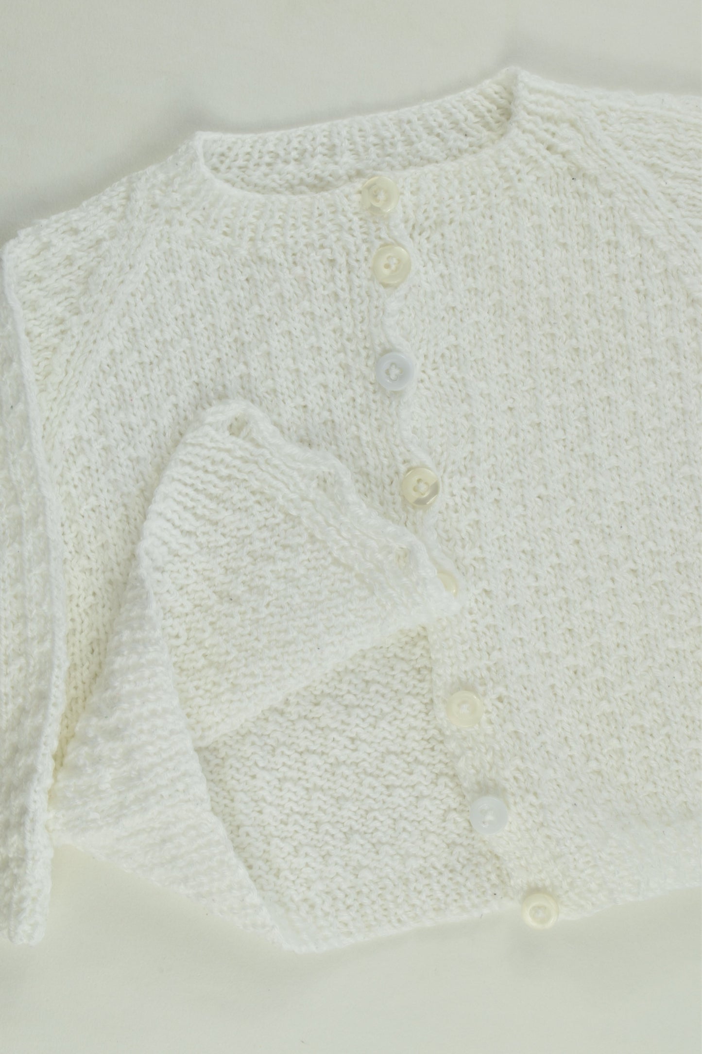 Handmade Size 00 White Knitted Cardigan