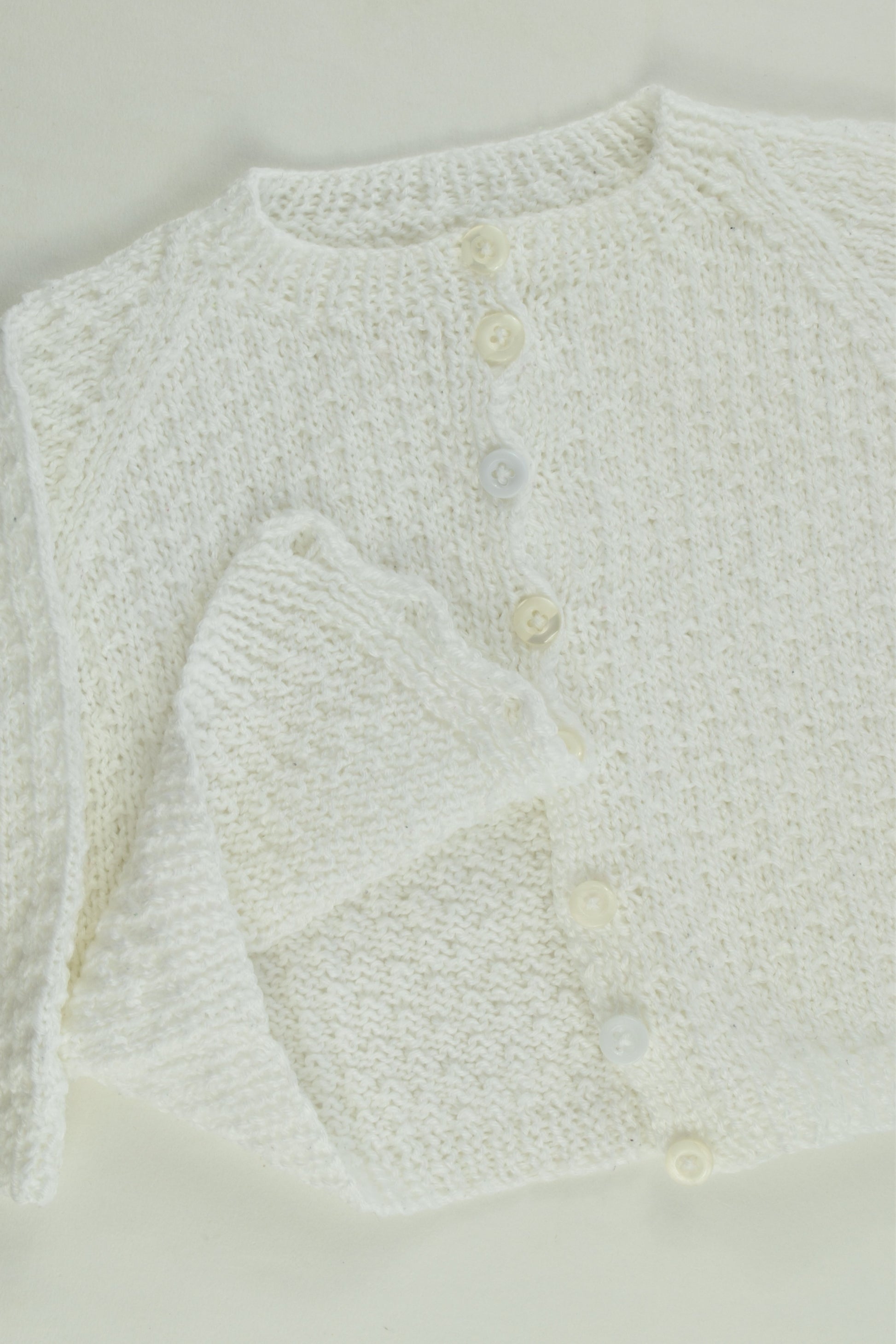 Handmade Size 00 White Knitted Cardigan