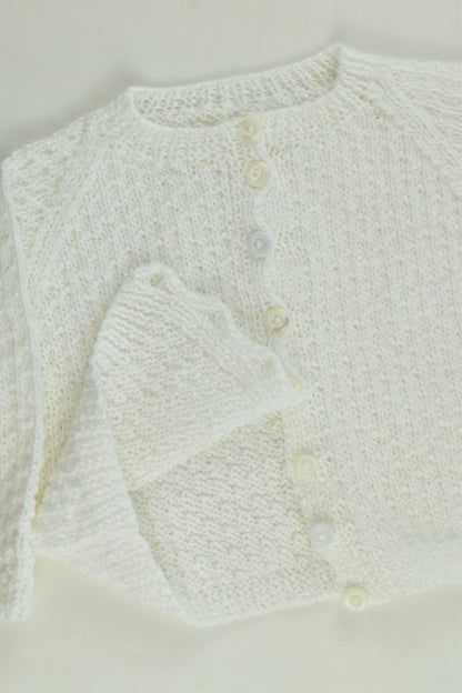 Handmade Size 00 White Knitted Cardigan