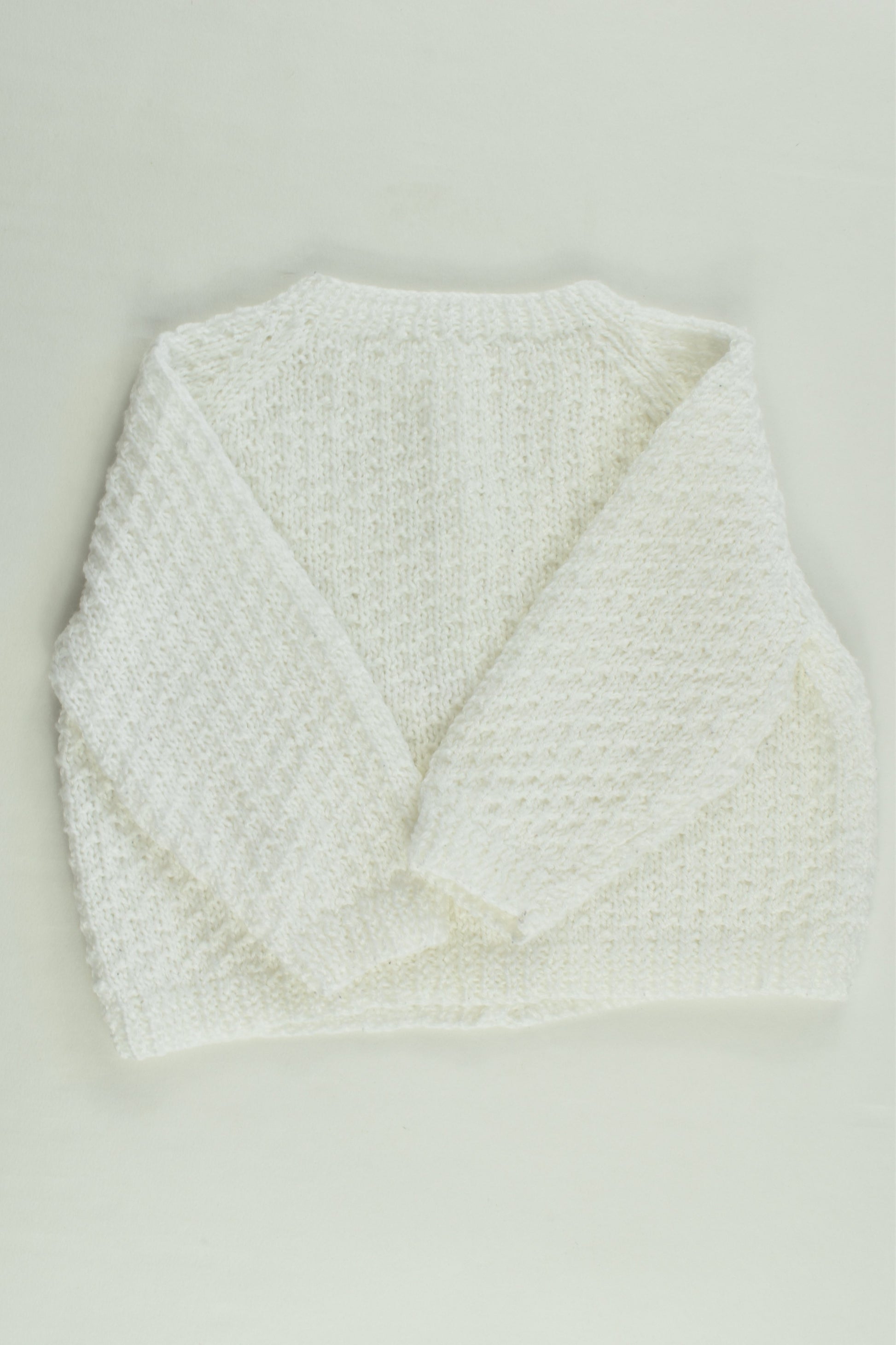 Handmade Size 00 White Knitted Cardigan
