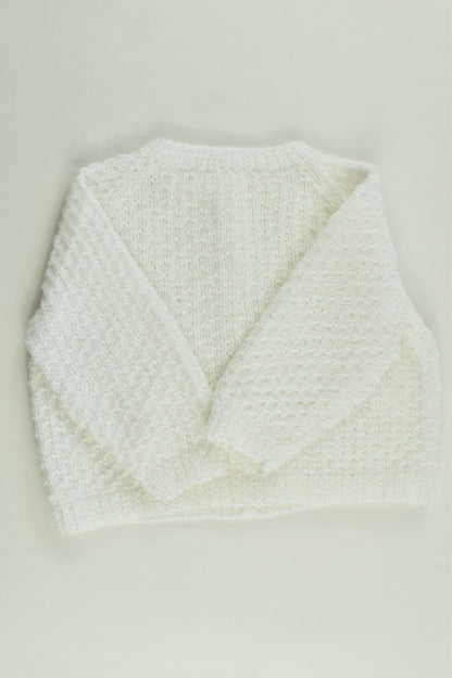 Handmade Size 00 White Knitted Cardigan