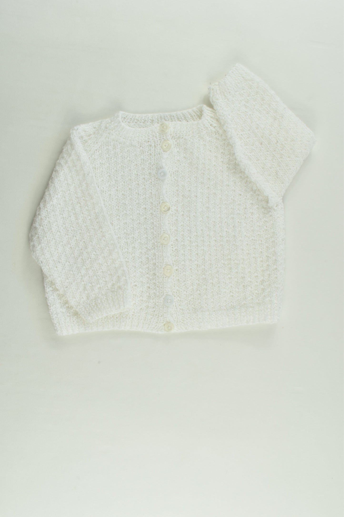 Handmade Size 00 White Knitted Cardigan