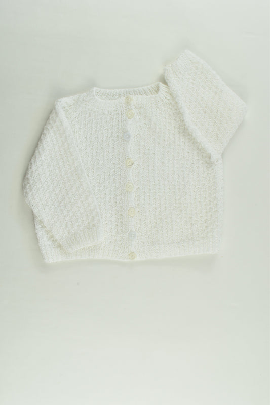 Handmade Size 00 White Knitted Cardigan