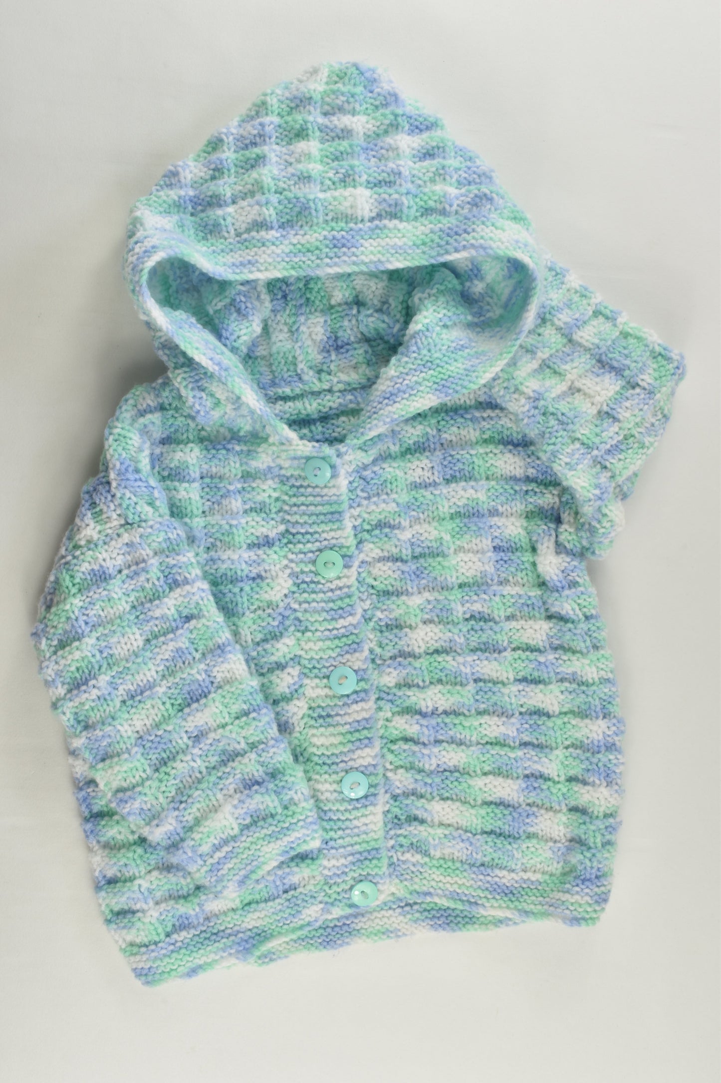 Handmade Size 1-2 Knitted Hooded Cardigan