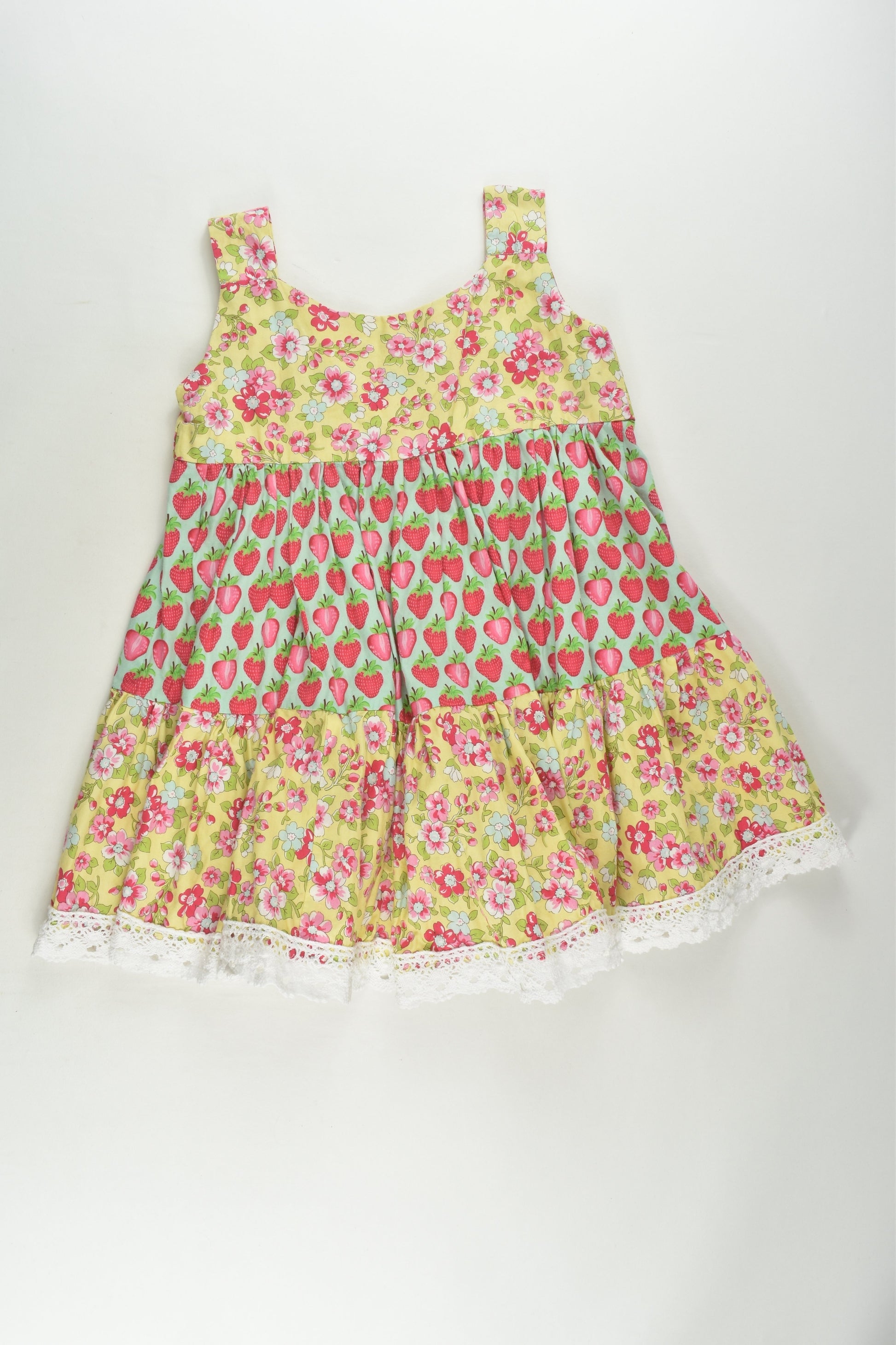 Handmade Size 3-4 Strawberries and Flowers Dress