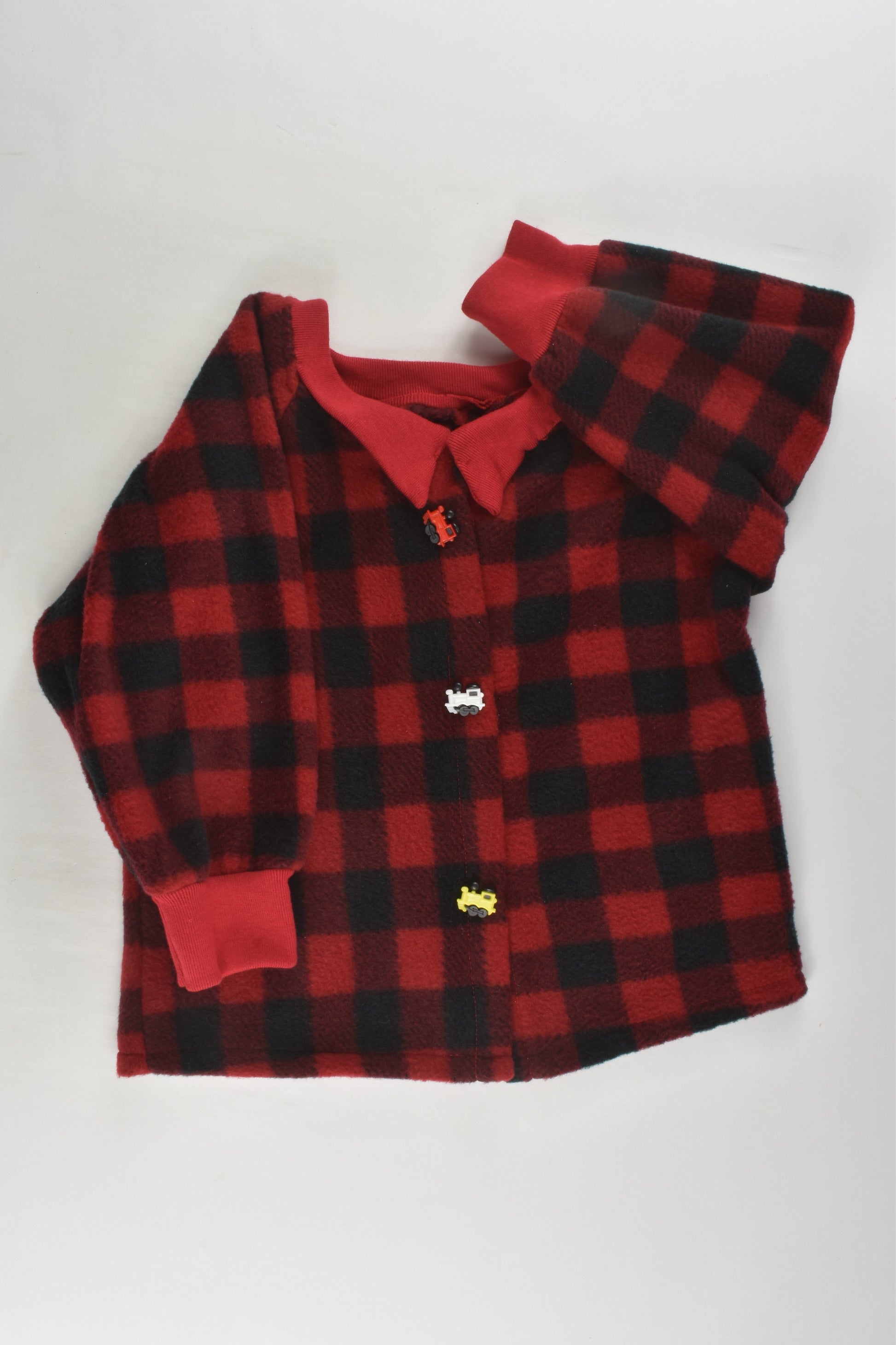 Handmade Size 3 Train Buttons Fleece Jumper