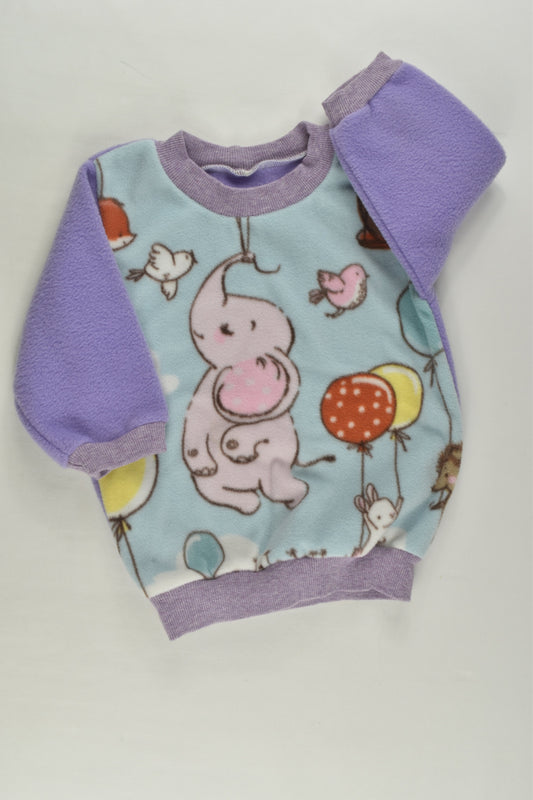 Handmade Size approx 0-1 Elephant Fleece Jumper