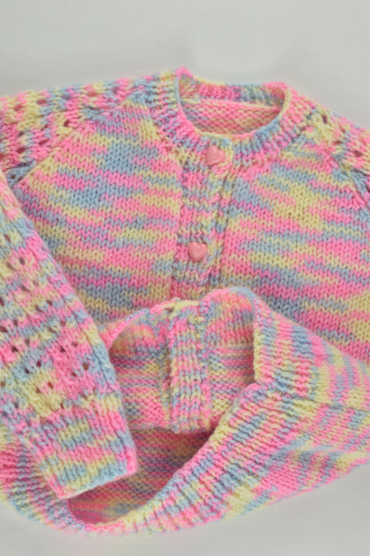 Handmade Size approx 0-1 Knitted Cardigan with Love Heart Buttons