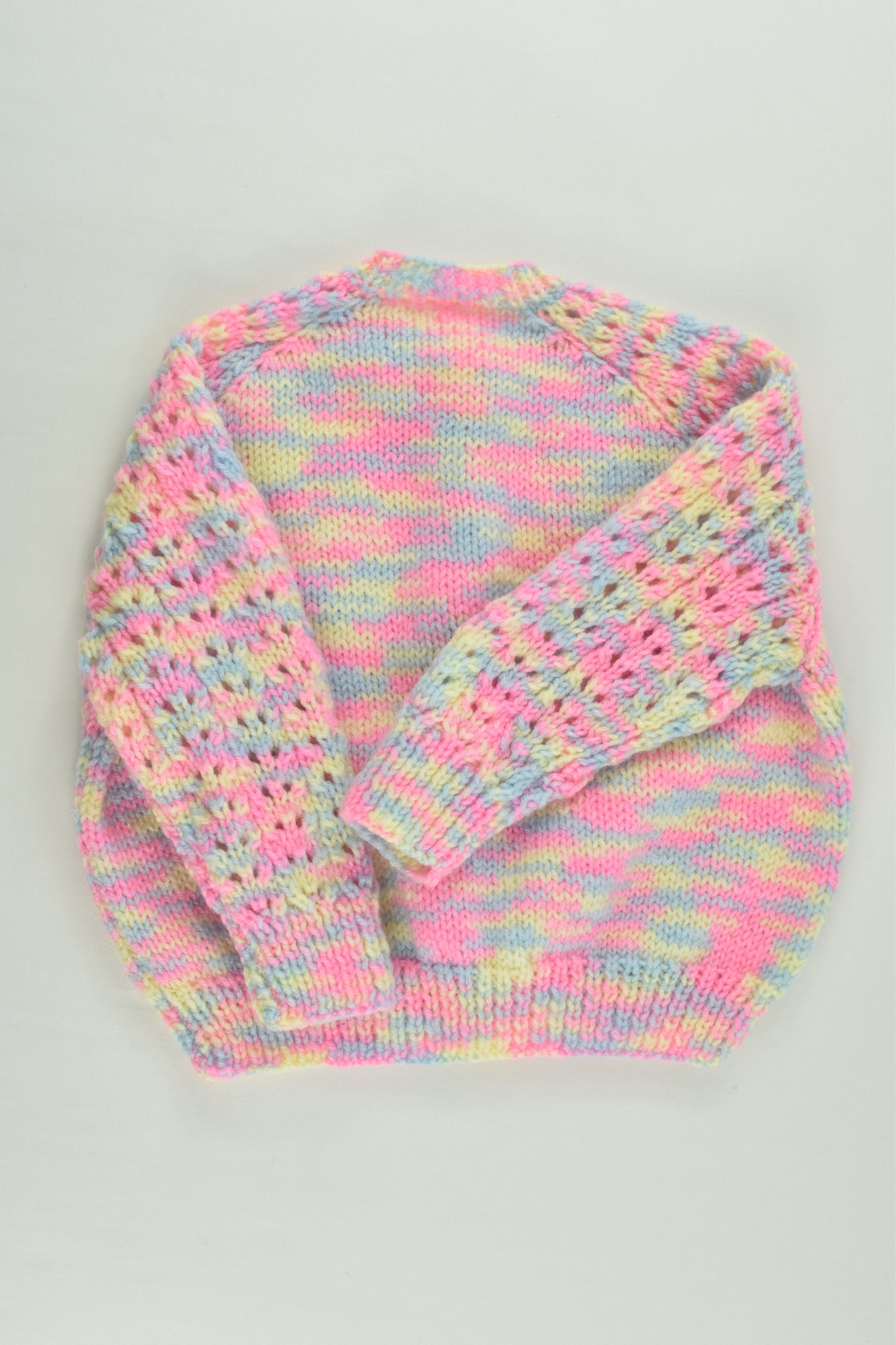 Handmade Size approx 0-1 Knitted Cardigan with Love Heart Buttons
