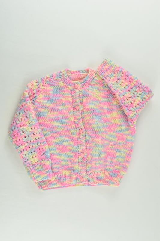Handmade Size approx 0-1 Knitted Cardigan with Love Heart Buttons