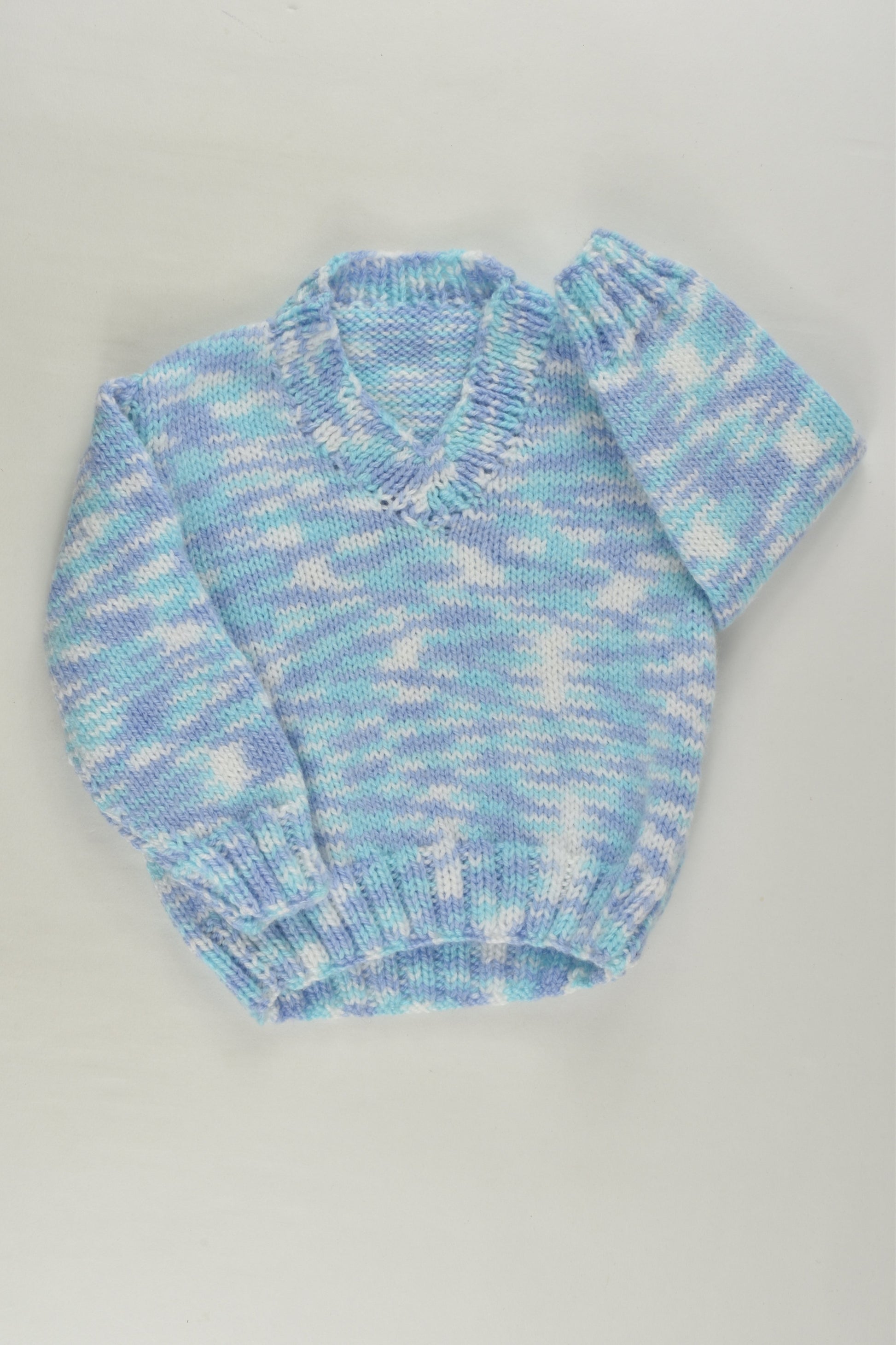 Handmade Size approx 0 Blue Mix Knit Jumper