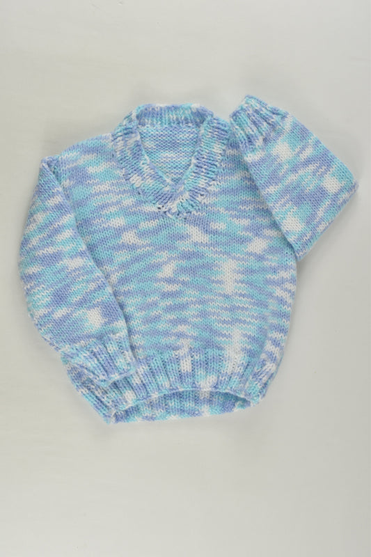 Handmade Size approx 0 Blue Mix Knit Jumper