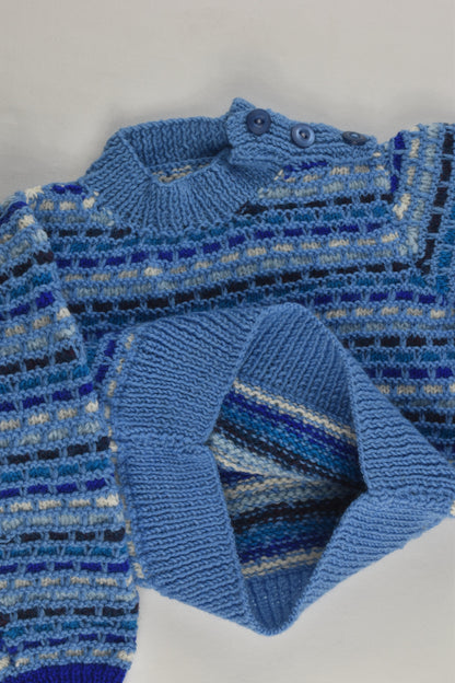 Handmade Size approx 00 Blue Mix Knitted Jumper