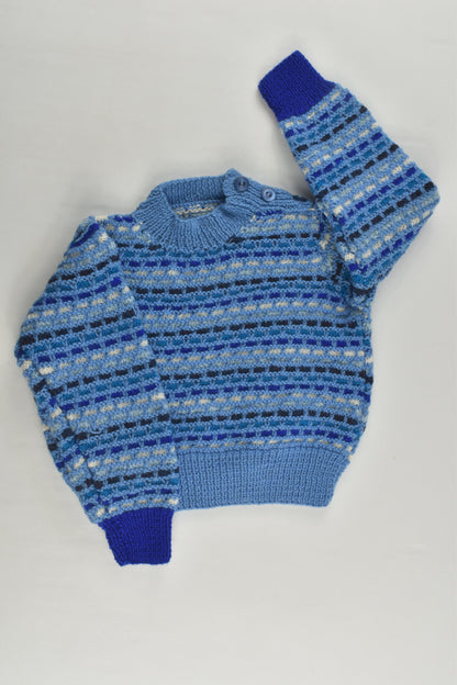 Handmade Size approx 00 Blue Mix Knitted Jumper