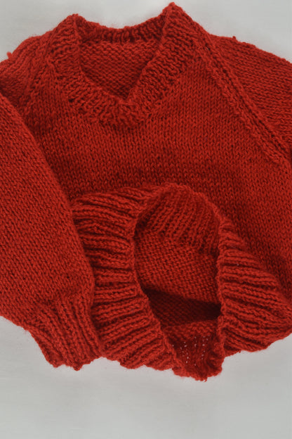 Handmade Size approx 00 Red Knit Jumper