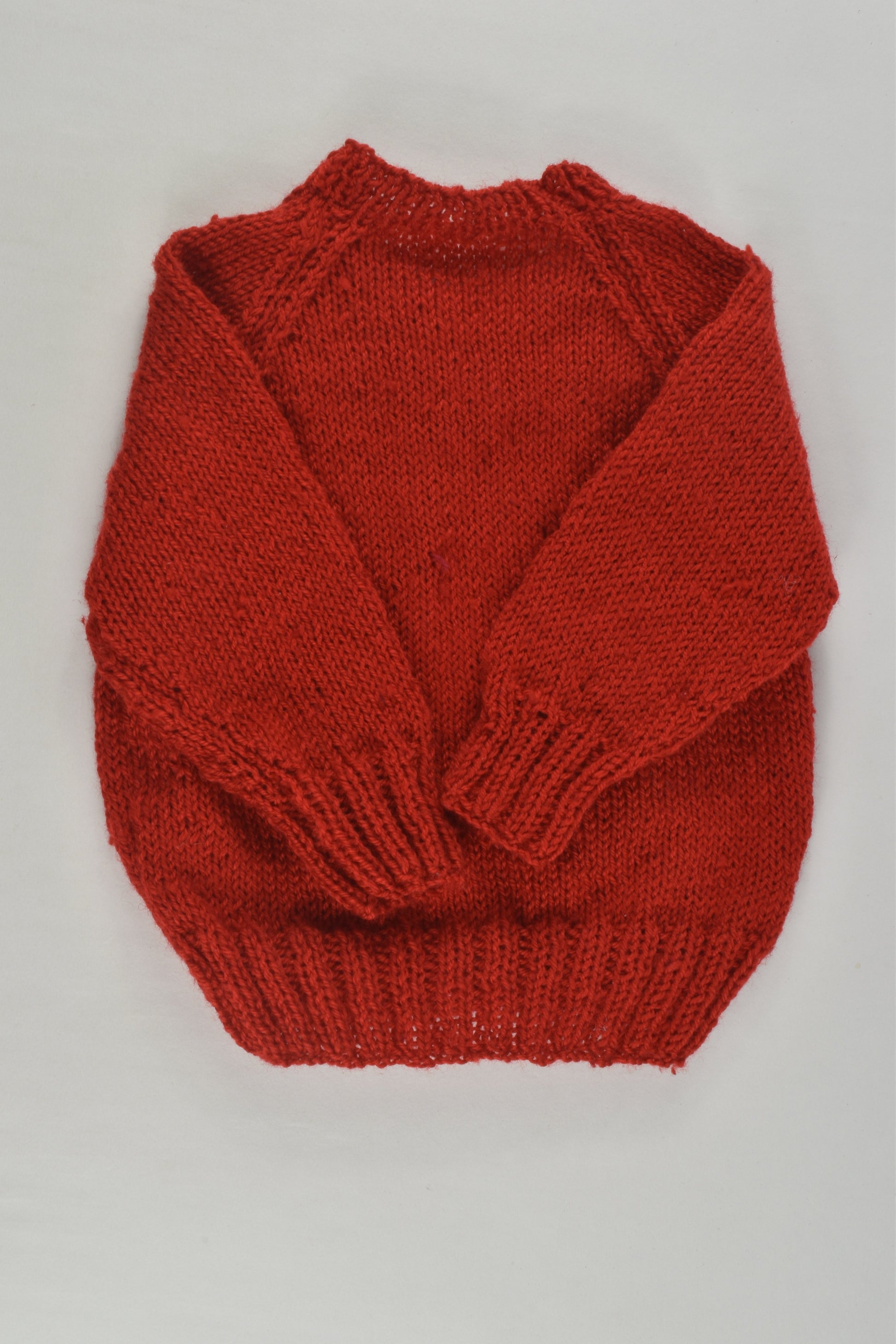 Handmade Size approx 00 Red Knit Jumper
