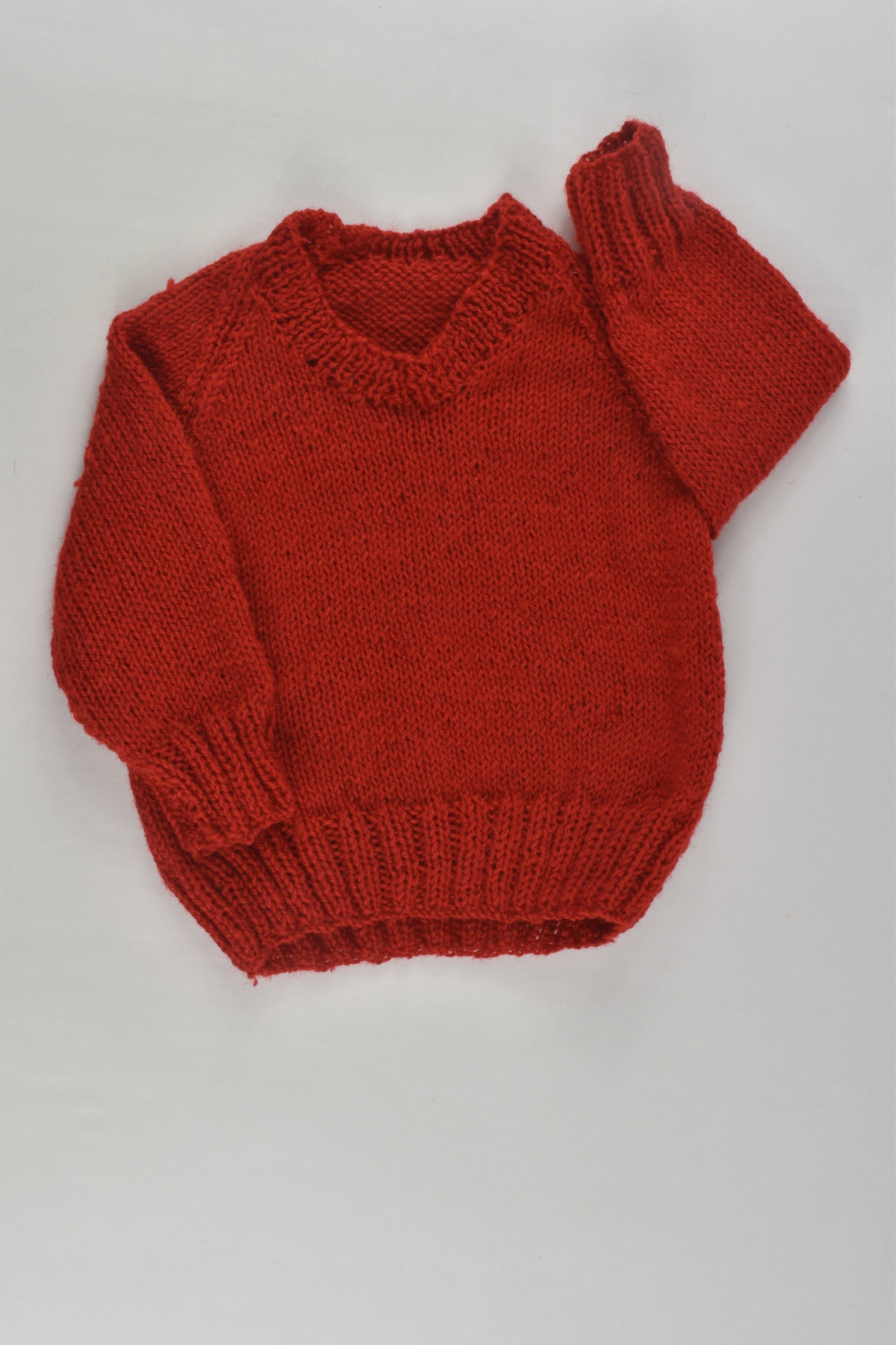 Handmade Size approx 00 Red Knit Jumper