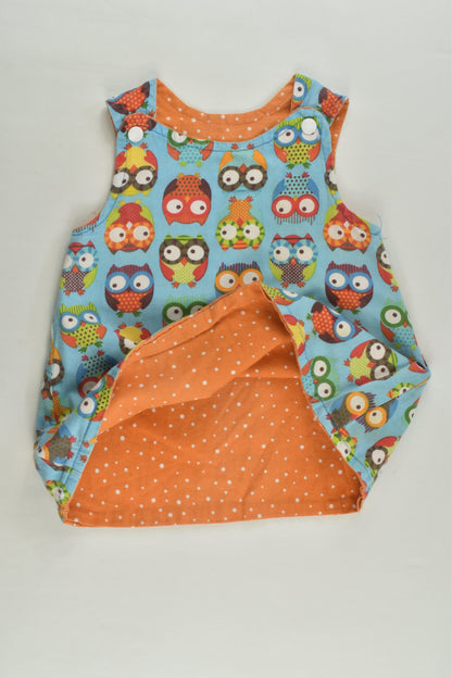 Handmade Size approx 00 Reversible Owl/Polka Dots Pinafore Dress