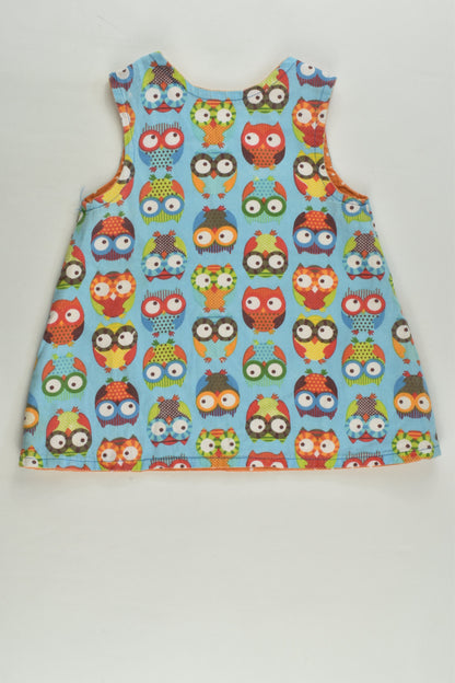 Handmade Size approx 00 Reversible Owl/Polka Dots Pinafore Dress