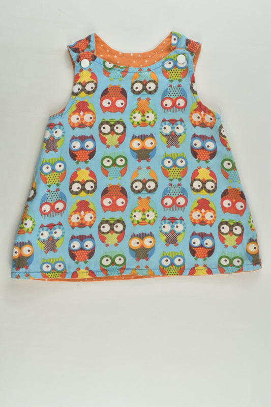 Handmade Size approx 00 Reversible Owl/Polka Dots Pinafore Dress