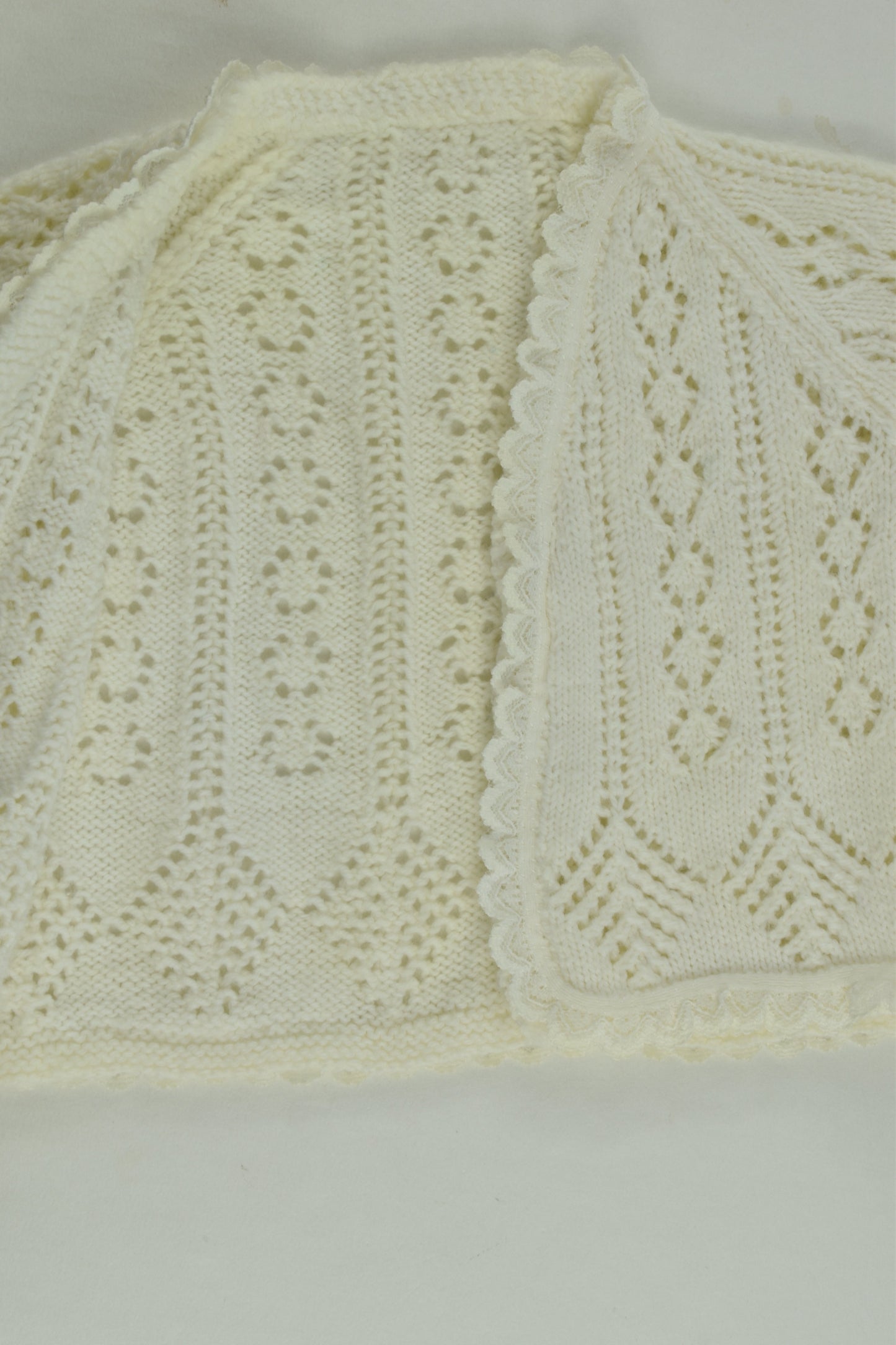 Handmade Size approx 0000 Knit Cardigan with Lace Detail
