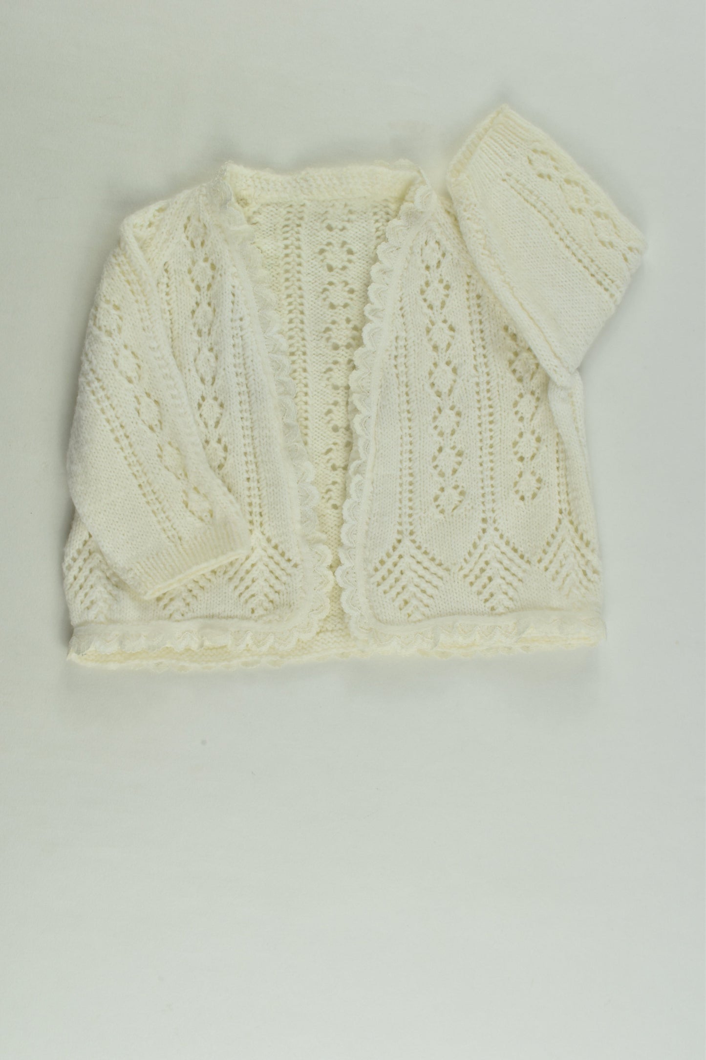 Handmade Size approx 0000 Knit Cardigan with Lace Detail