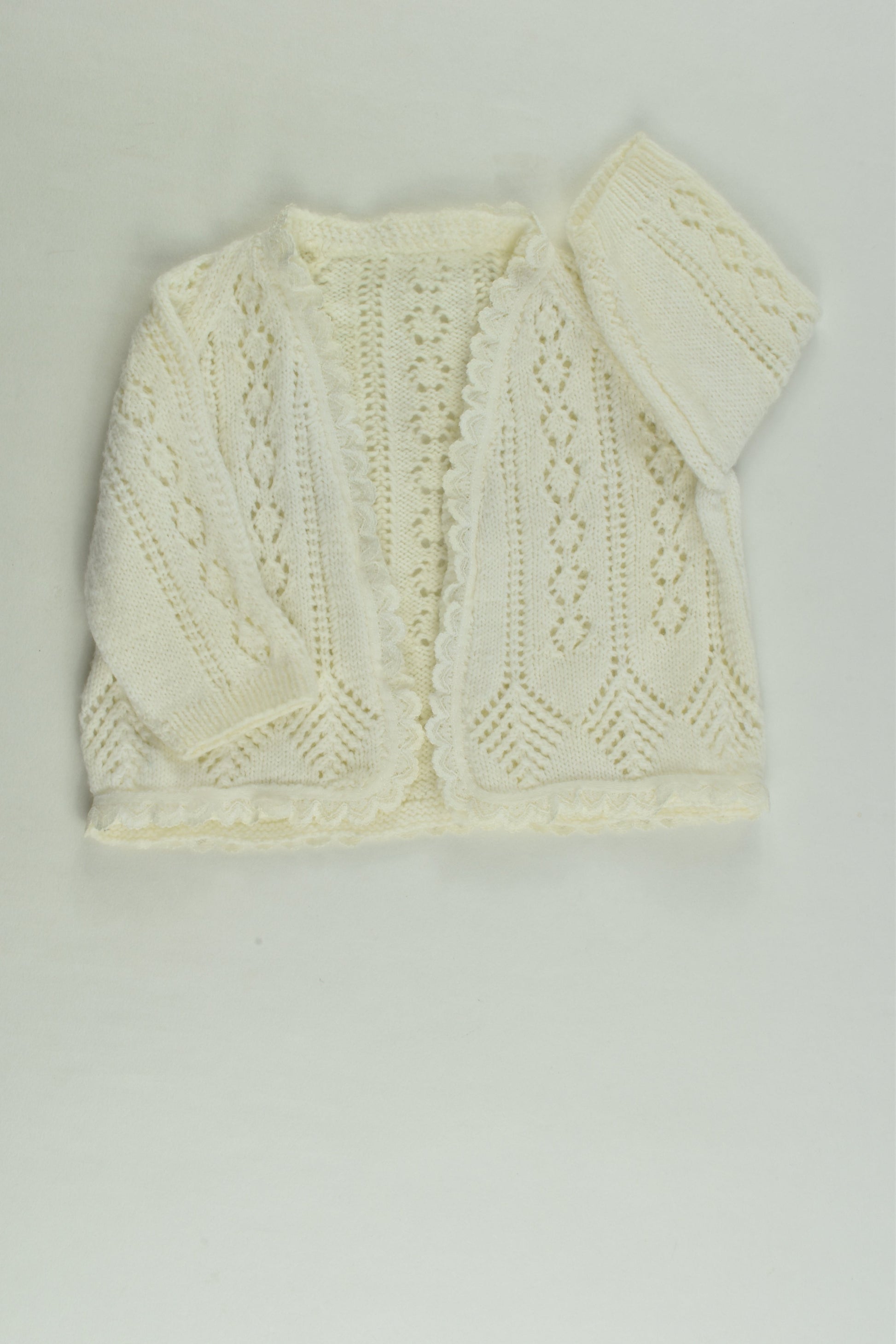 Handmade Size approx 0000 Knit Cardigan with Lace Detail