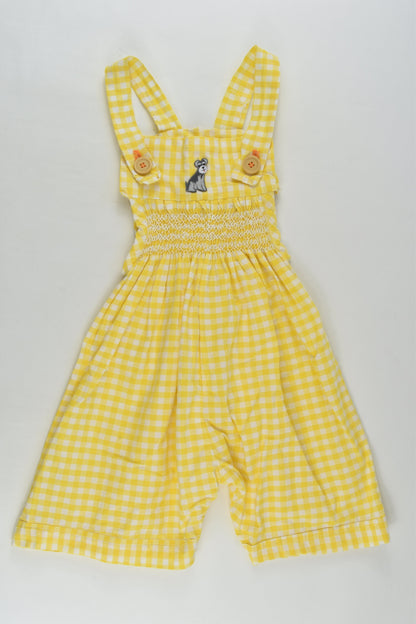 Handmade Size approx 2-3 Smocked Dog Patch Short Overalls