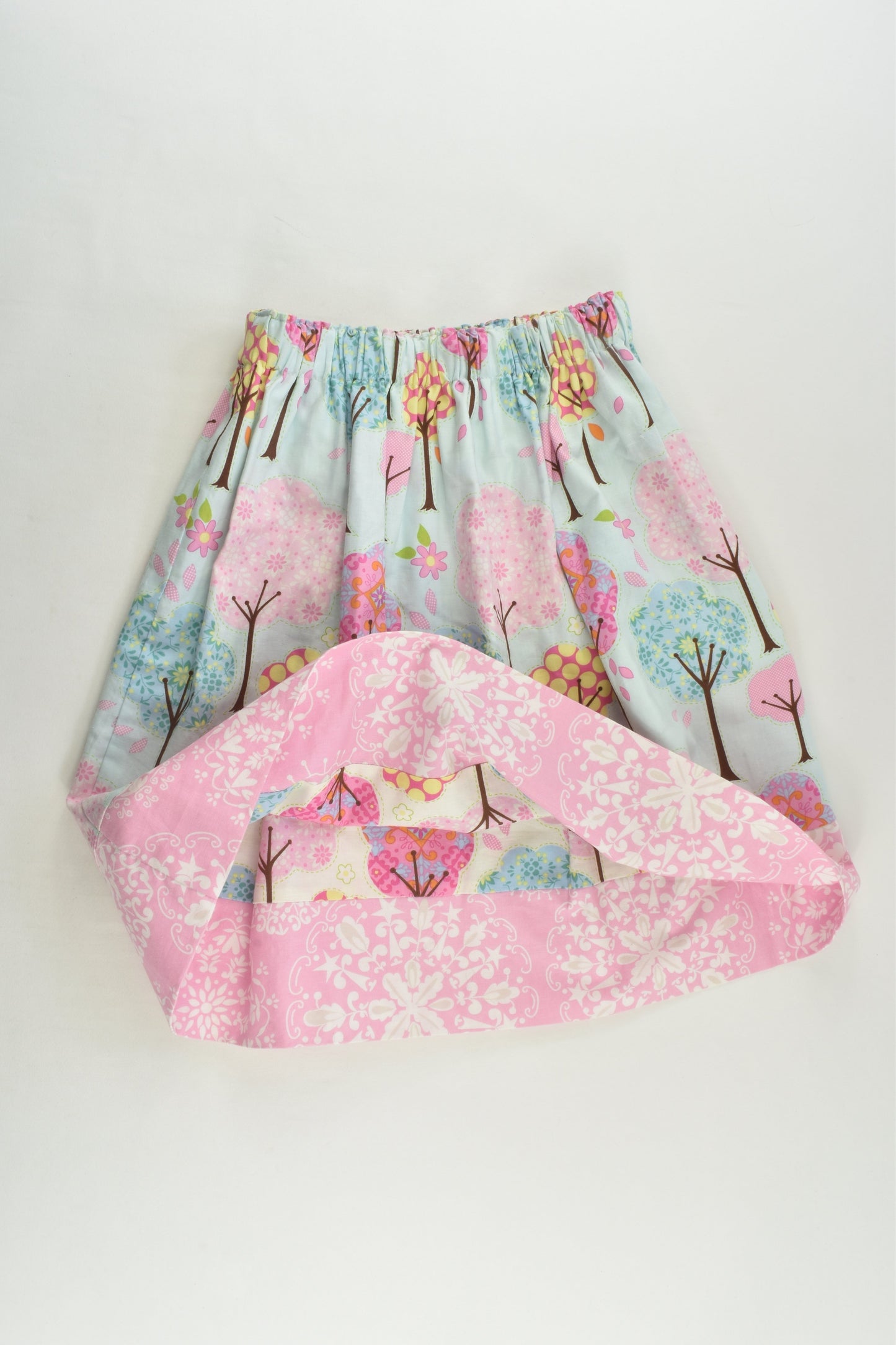Handmade Size approx 4-6 Trees Knee Length Reversible Skirt