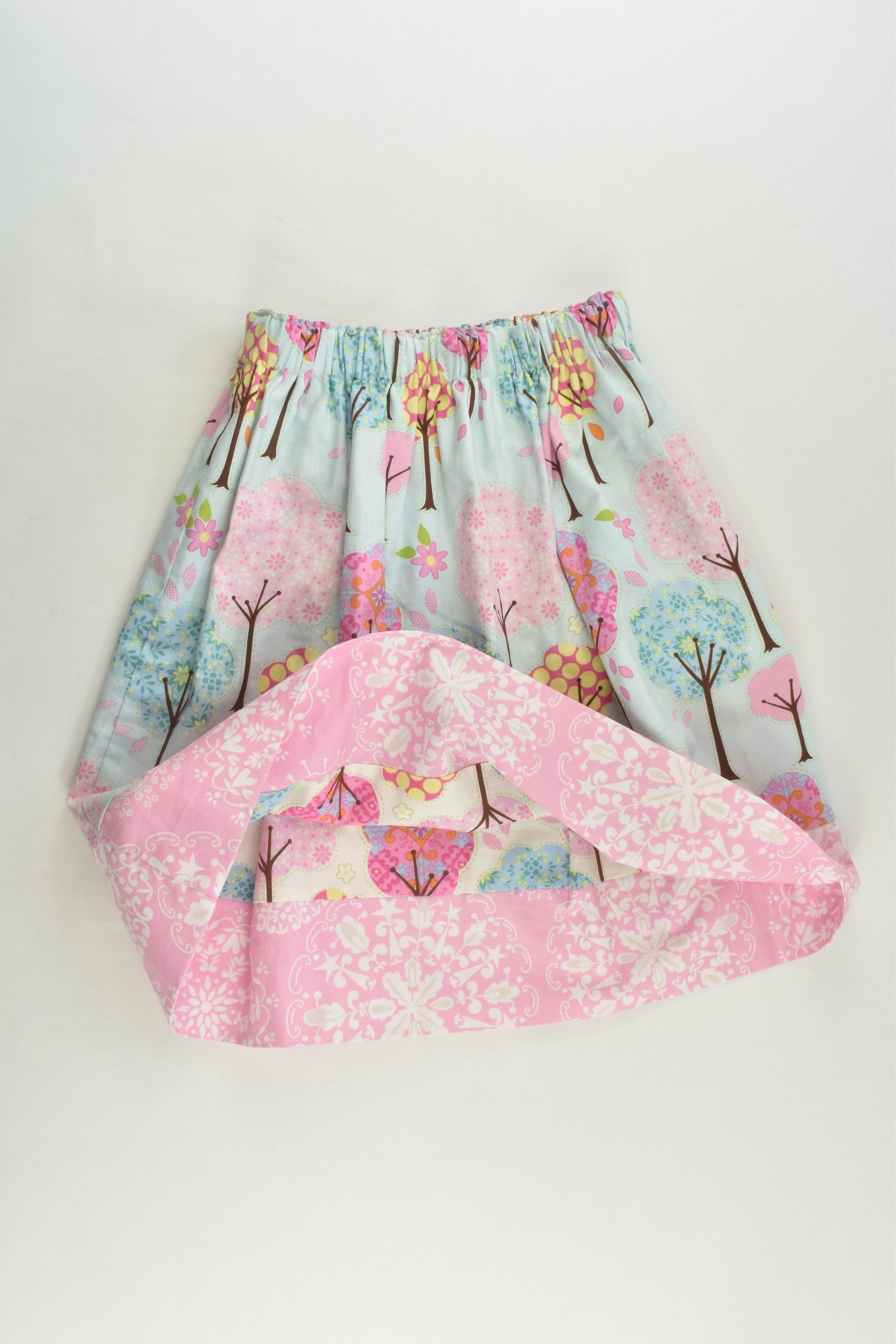 Handmade Size approx 4-6 Trees Knee Length Reversible Skirt