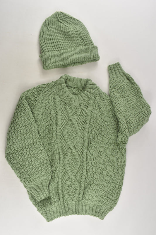 Handmade Size approx 4 Knit Jumper and Beanie