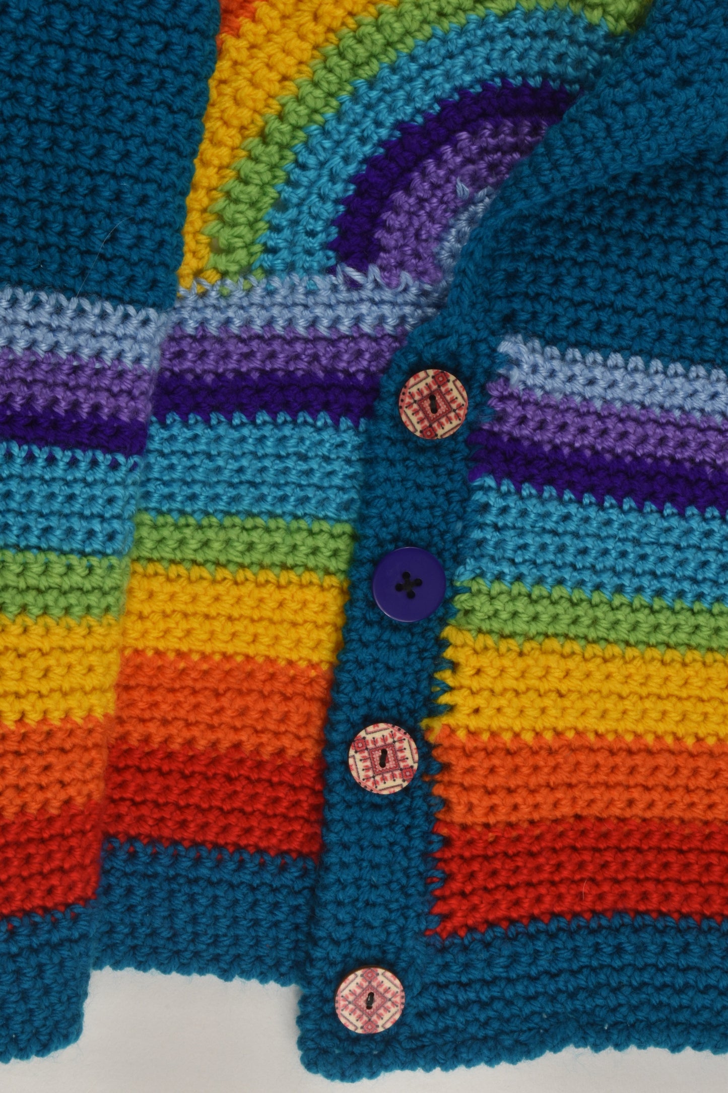 Handmade Size approx 4 Knit Rainbow Cardigan