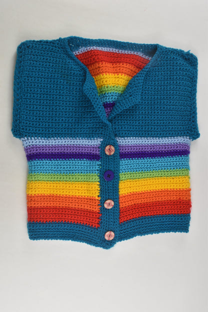 Handmade Size approx 4 Knit Rainbow Cardigan
