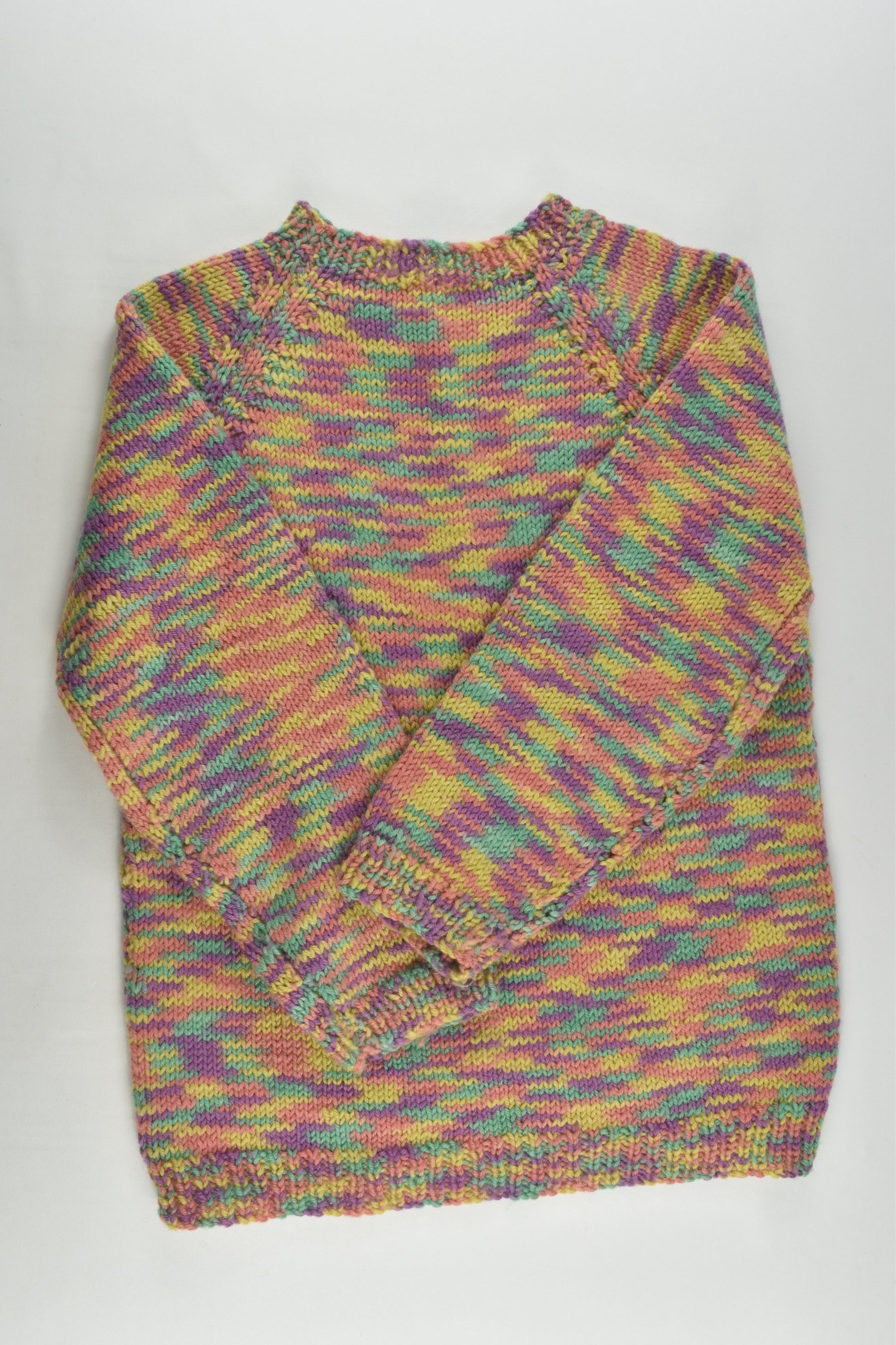 Handmade Size approx 8-10 Rainbow Knitted Jumper