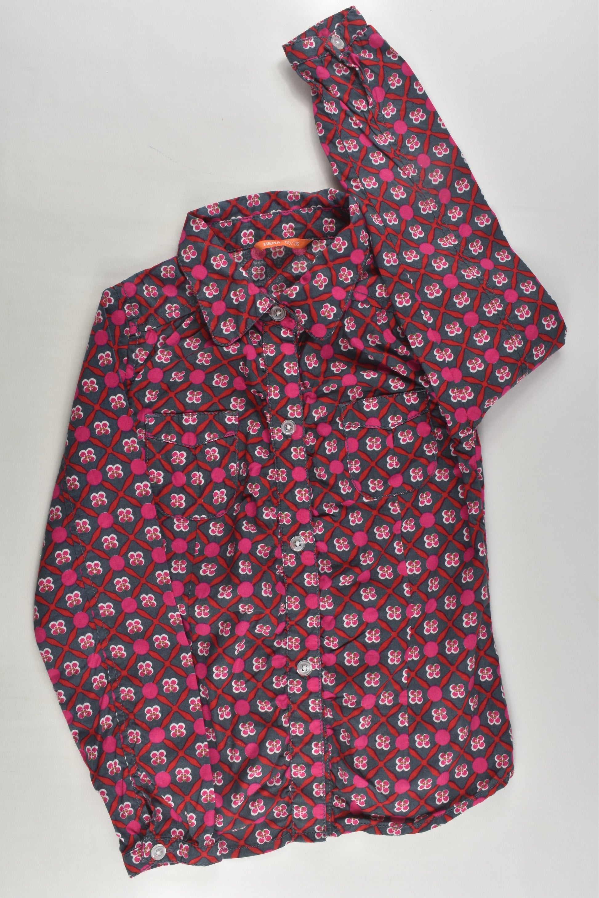Hema Size 5-6 (110/116 cm) Floral Shirt