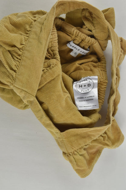Hubble and Duke Size 0 Mustard Cord Romper