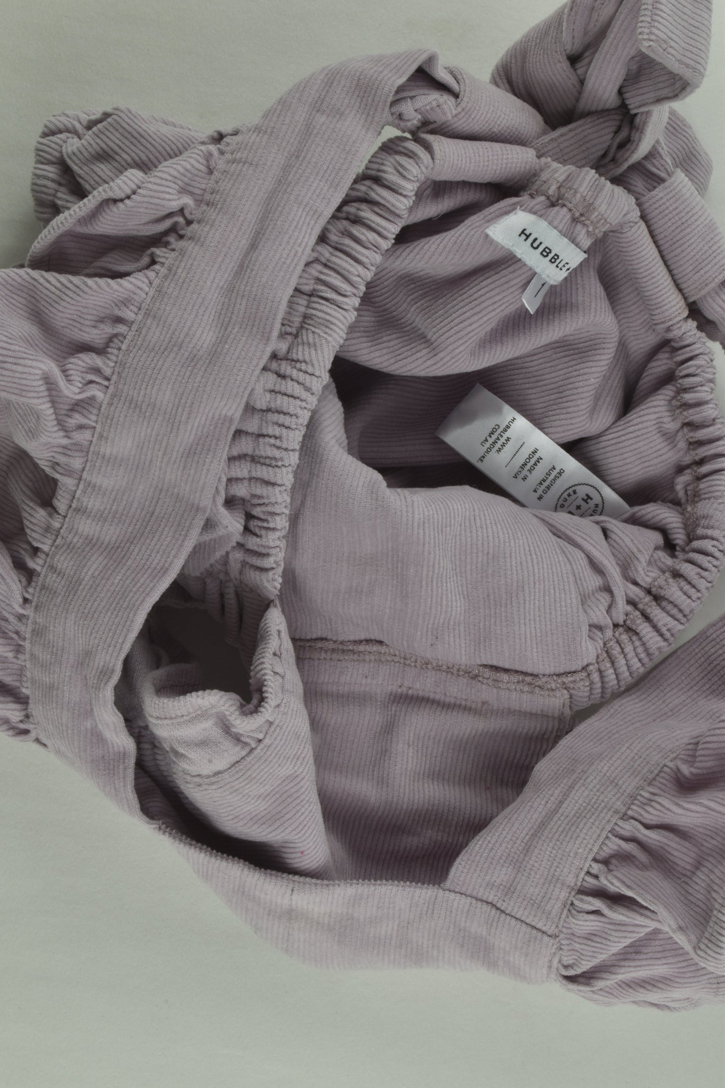 Hubble and Duke Size 1 Purple Cord Romper