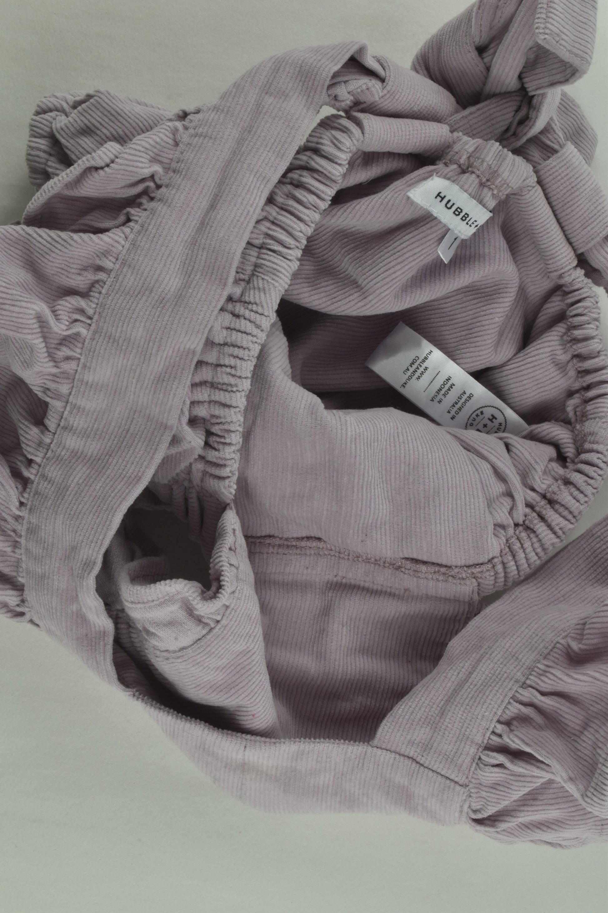 Hubble and Duke Size 1 Purple Cord Romper