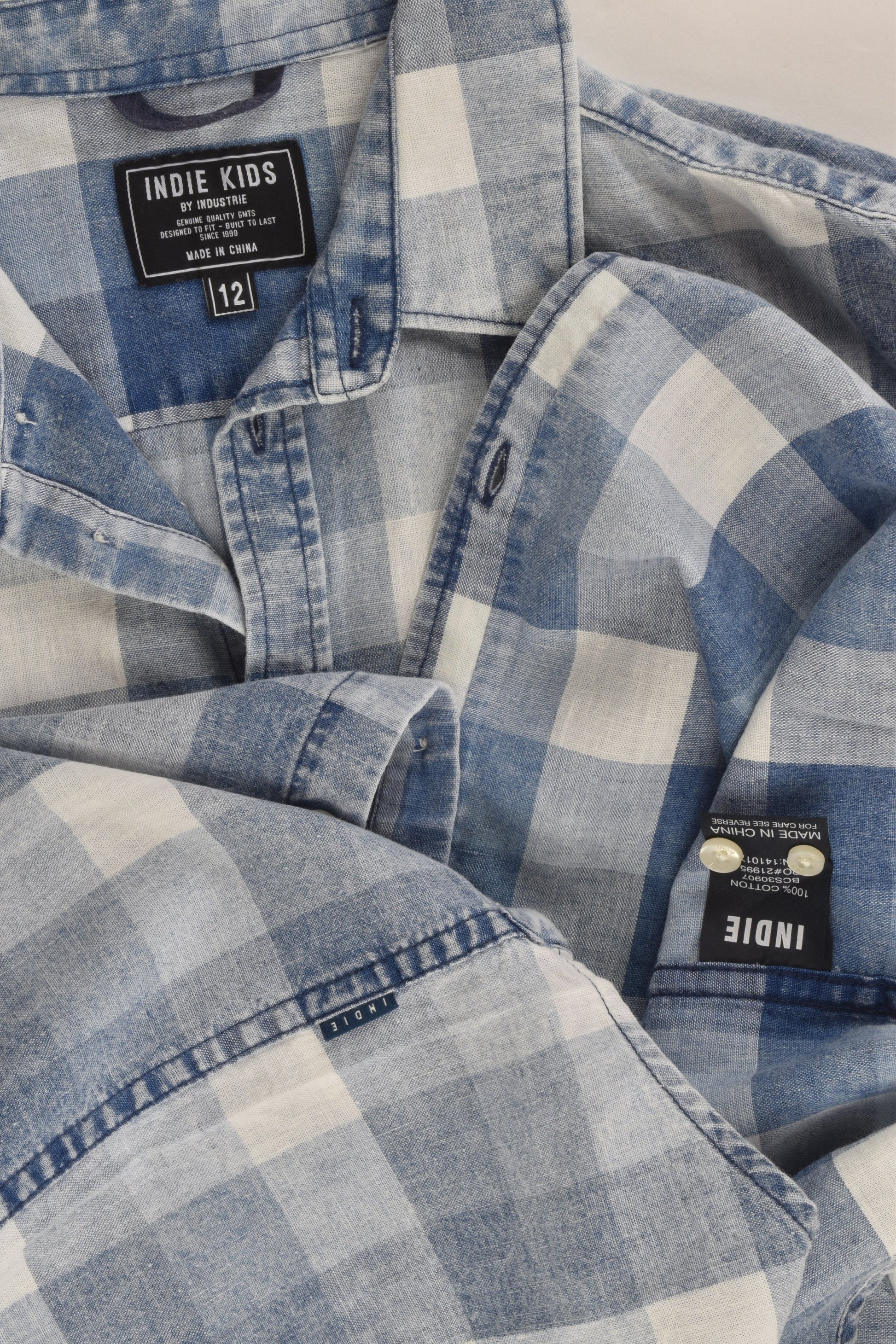 Indie Kids by Industrie Size 12 Checked Lightweight Denim Shirt