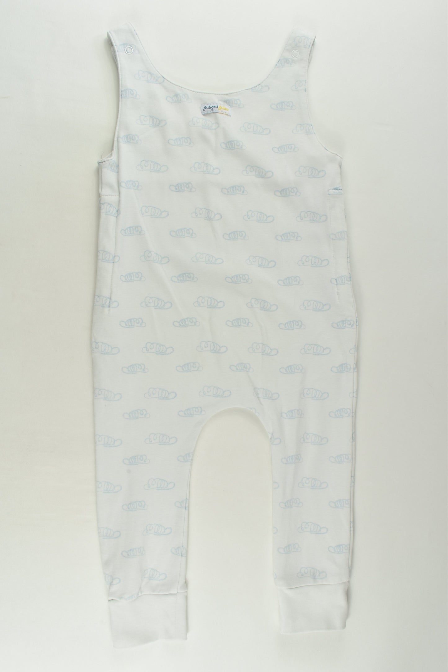 Indigo & Lellow Size 1-3 Organic Clouds Overalls