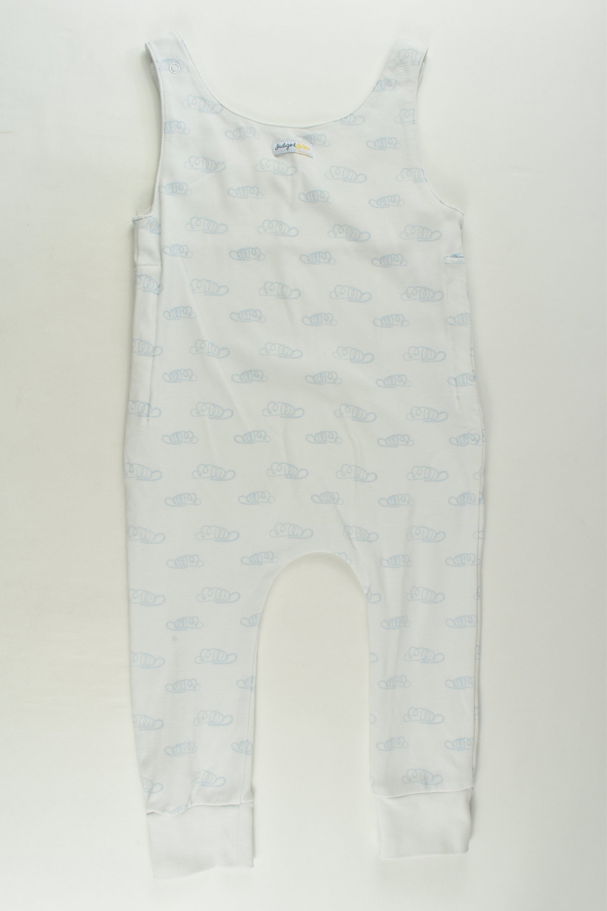 Indigo & Lellow Size 1-3 Organic Clouds Overalls