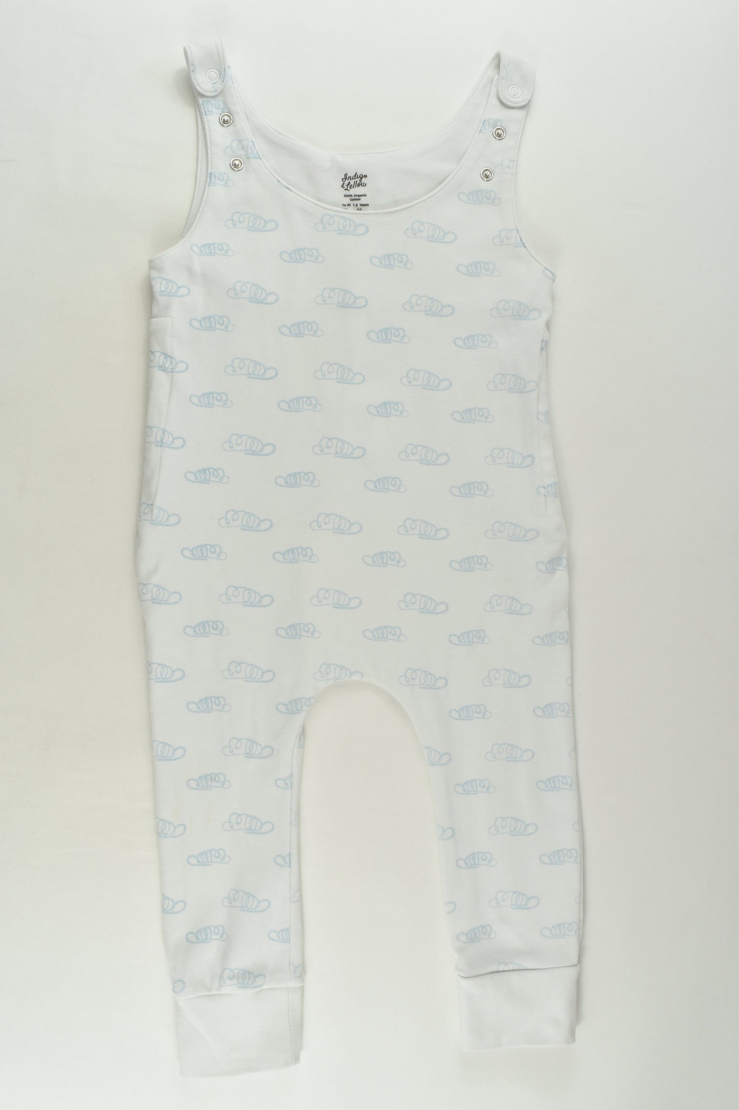 Indigo & Lellow Size 1-3 Organic Clouds Overalls