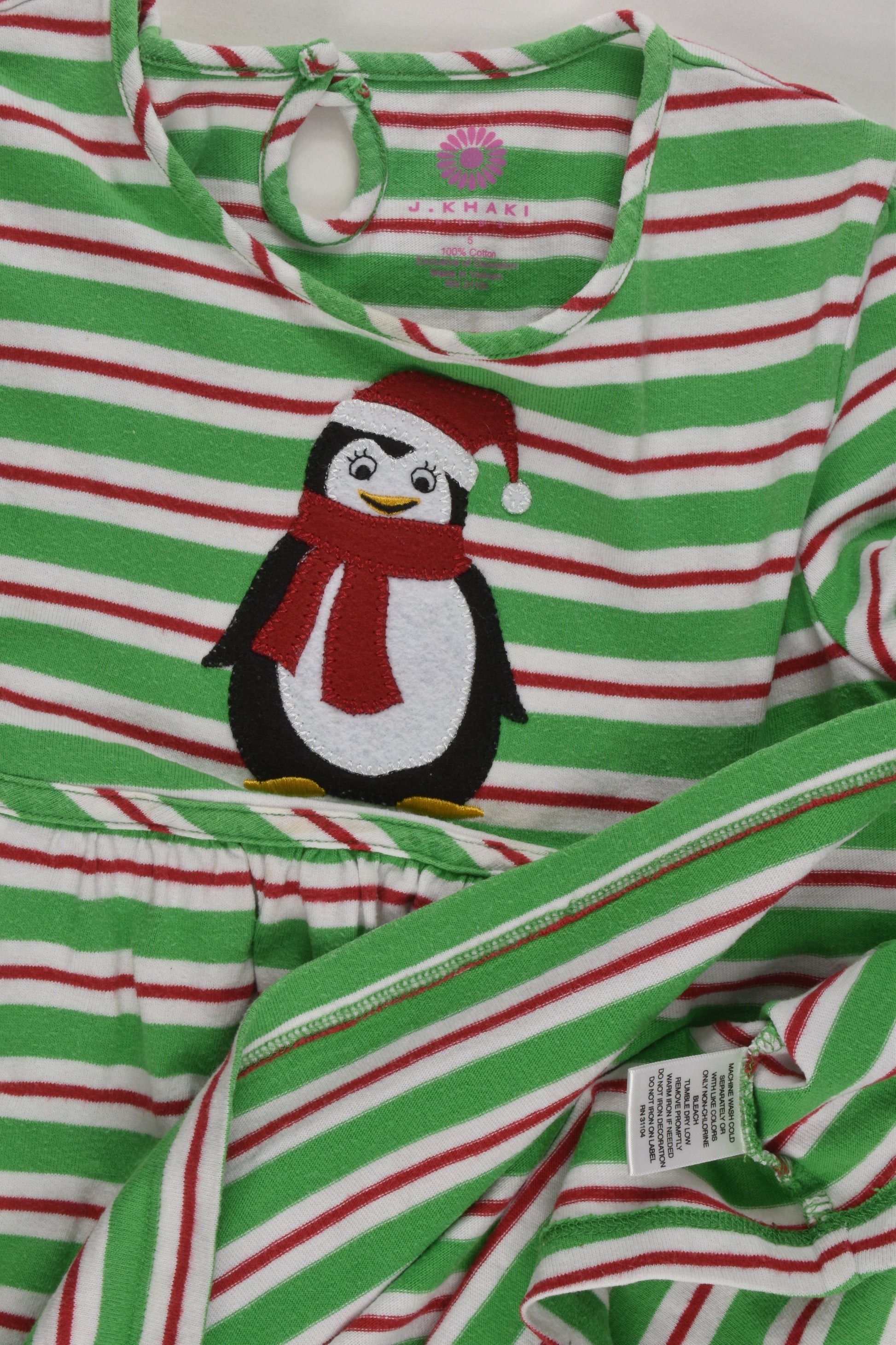 J. Khaki Size 5 Christmas Penguin Dress
