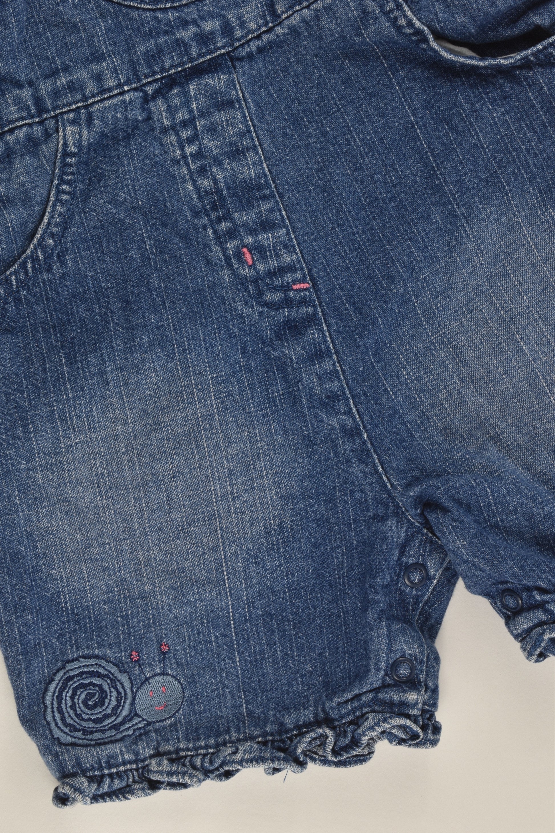 J.F.B Size 1 (12-18 months, 80-86 cm) Snail Short Denim Overalls